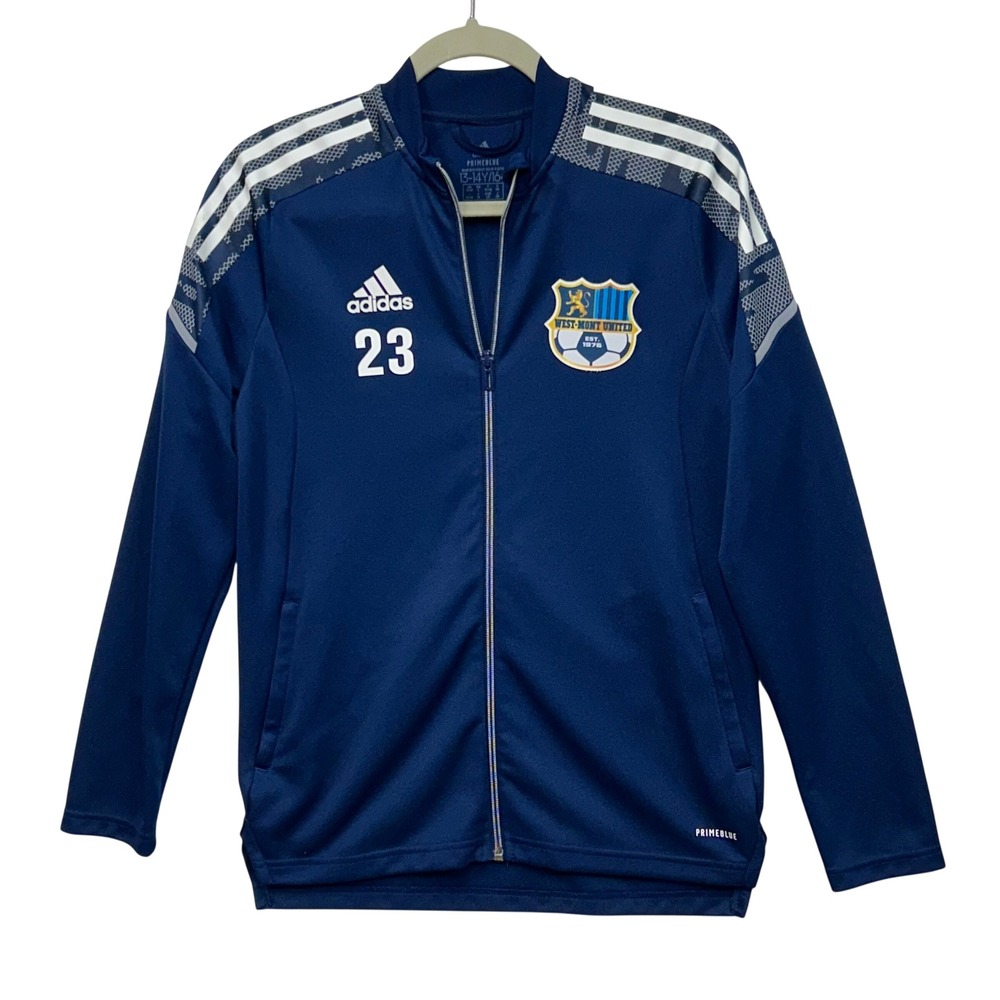 Adidas Kids Navy‎ Blue West-Mont United Soccer Track Jacket Size L 13-14Y